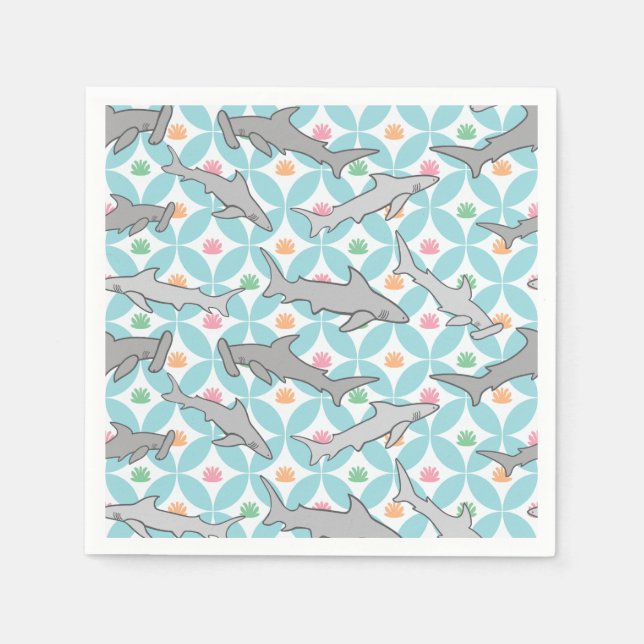 Serviette En Papier Les requins nager au milieu du siècle actuel (Devant)