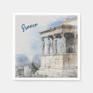 Serviette En Papier Les ruines des sites antiques aquarelles à Athènes