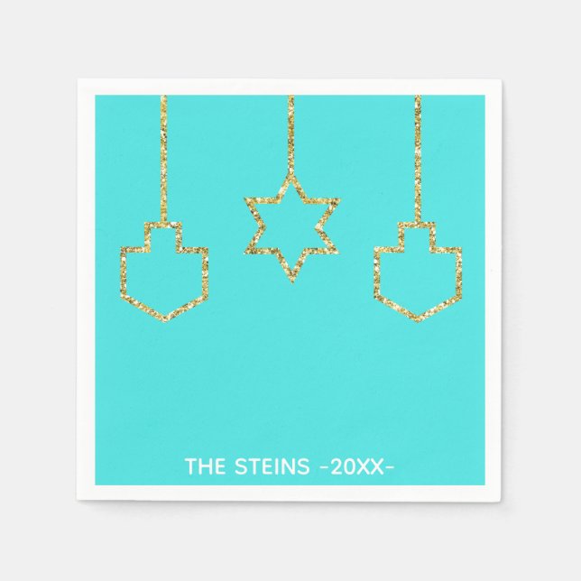 Serviette En Papier Les serviettes Hanoukka personnalisent les "Charme (Devant)