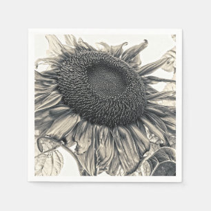 Serviette En Papier Les tournesols géants Vintage Sepia Art Decoupage