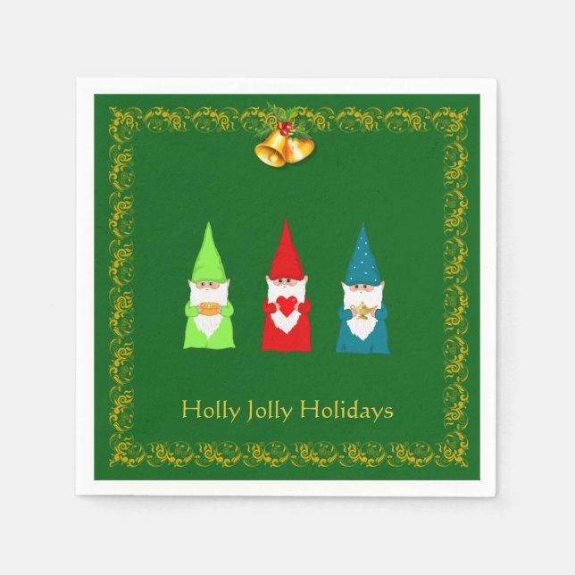 Serviette En Papier Les trois grands vices de Noël sur le vert (Devant)