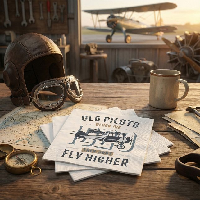Serviette En Papier Les vieux pilotes ne meurent jamais Biplane Citati (Créateur téléchargé)