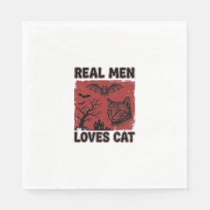 Serviette En Papier Les vrais hommes aiment les chats Halloween Vintag