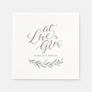 Serviette En Papier "Let love grew" script rustique mariage de verdure