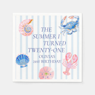 Serviette En Papier L'été où j'ai eu vingt et un ans Fête d'anniversai