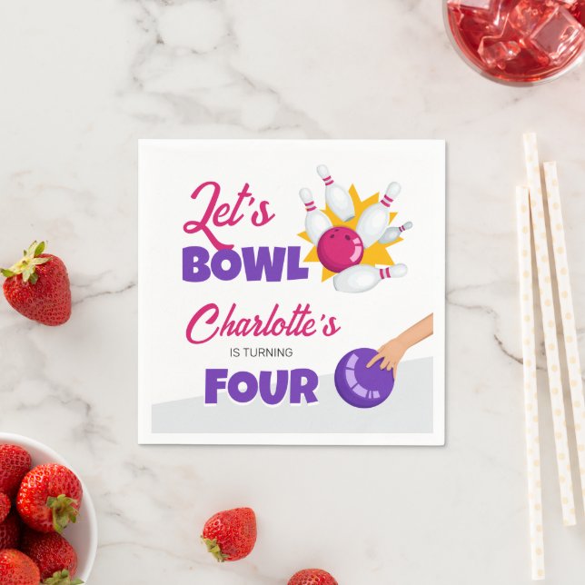Serviette En Papier Let's Bowl Kids Bowling Birthday Party (En situation)