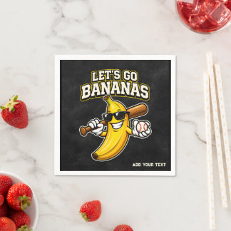 Serviette En Papier Lets Go Bananas Retro Baseball Banana Funny