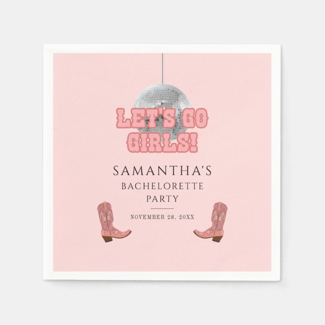 Serviette En Papier Lets Go Girls Disco Cowgirl Bachelorette Party (Devant)