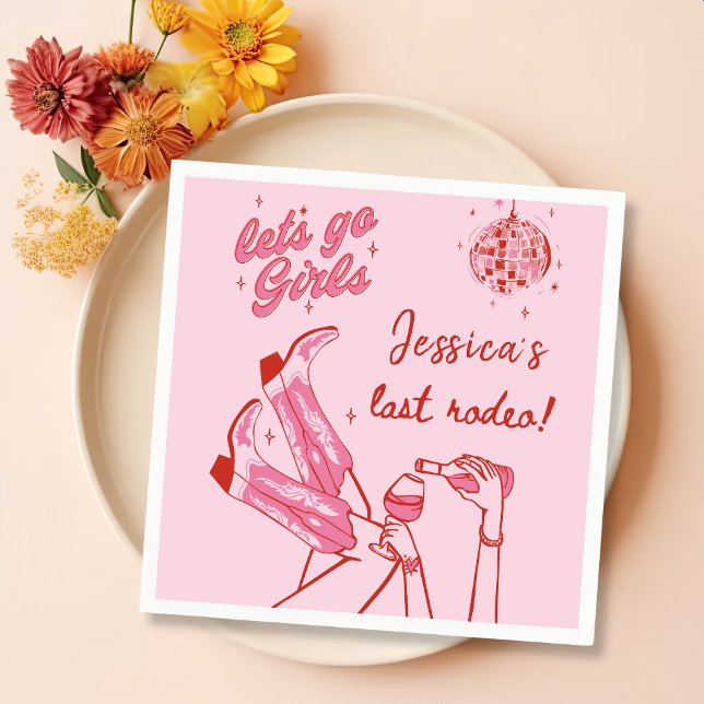 Serviette En Papier Lets Go Girls Disco Pink Cowgirl Bachelorette (Créateur téléchargé)