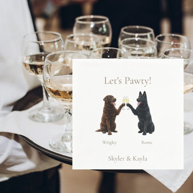 Serviette En Papier Let's Pawty! Personalized 2 Pets Toasting Cocktail (Créateur téléchargé)
