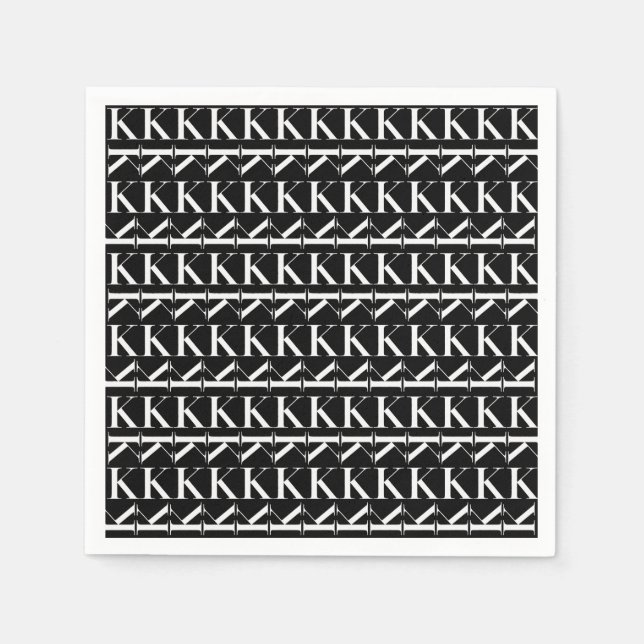 Serviette En Papier Lettre initiale monogramme K (Devant)
