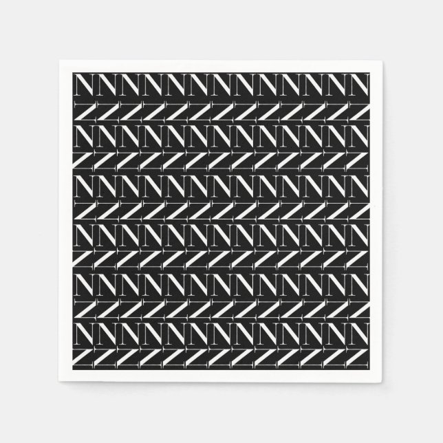 Serviette En Papier Lettre initiale monogramme N (Devant)