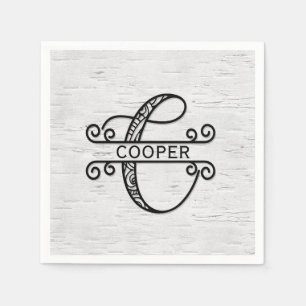 Serviette En Papier Lettre monogramme C avec nom de famille