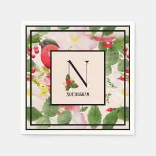 Serviette En Papier Lettre Monogramme Florale N Papier Nom de famille