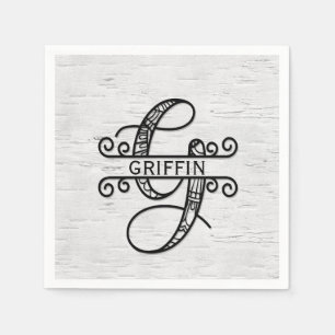 Serviette En Papier Lettre monogramme G avec nom de famille