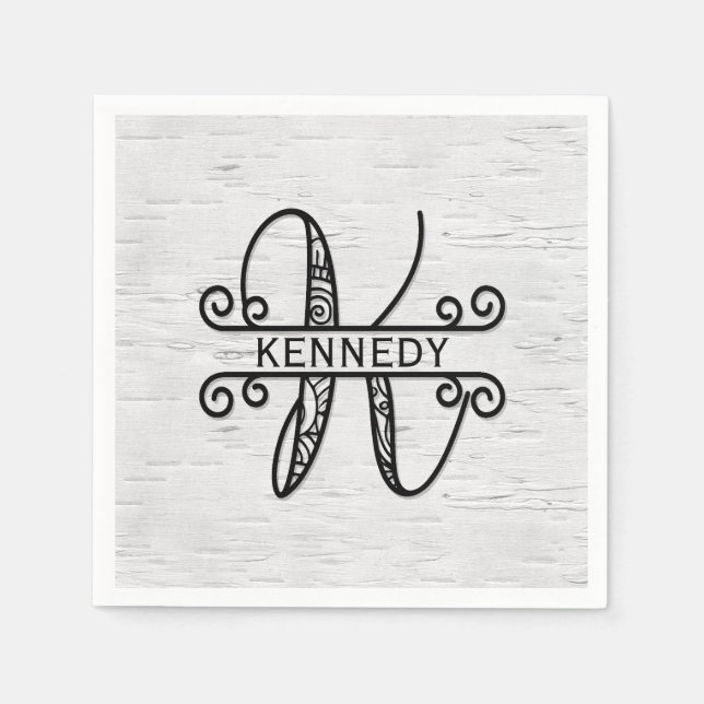 Serviette En Papier Lettre monogramme K avec nom de famille (Devant)