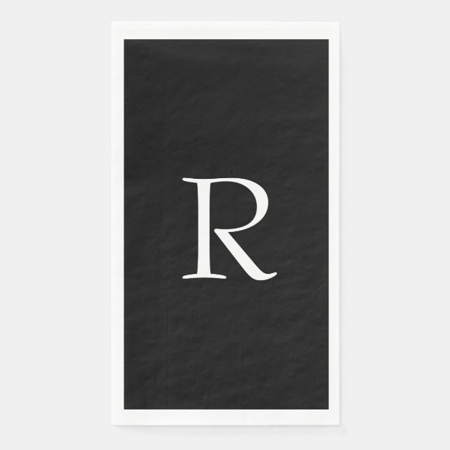 Serviette En Papier Lettre monogrammes Fête des mariées Mariage noir b (Devant)