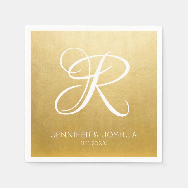 Serviette En Papier Lettre monographique personnalisée Mariage à huile (Devant)