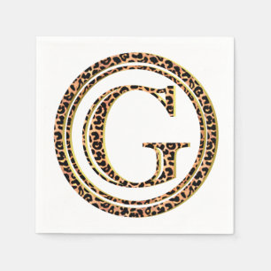 Serviette En Papier Lettre Motif léopard "G"