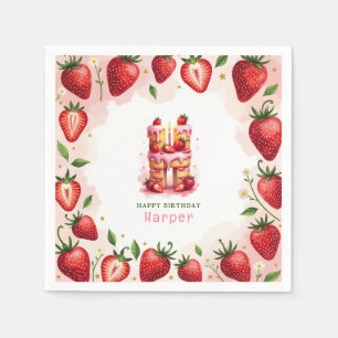 Serviette En Papier Lettre Napkin H Cake fraise Anniversaire Papier