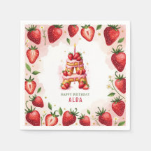 Lettre Napkine A Gâteau fraise Anniversaire