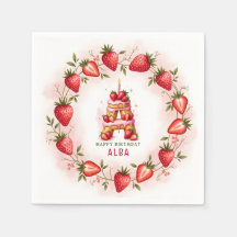 Lettre Napkine A Gâteau fraise Anniversaire