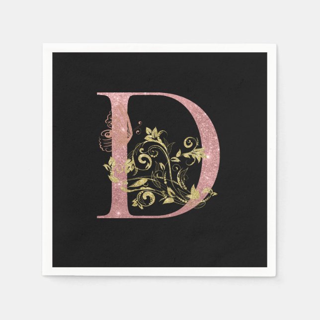 Serviette En Papier Lettre Parties scintillant rose D (Devant)
