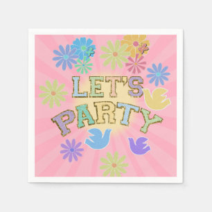 Serviette En Papier Lettre Patch Anniversaire Parti Rétro Preppy Hippi