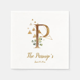 Serviette En Papier Lettre stylisée P Mariage Floral Napkins