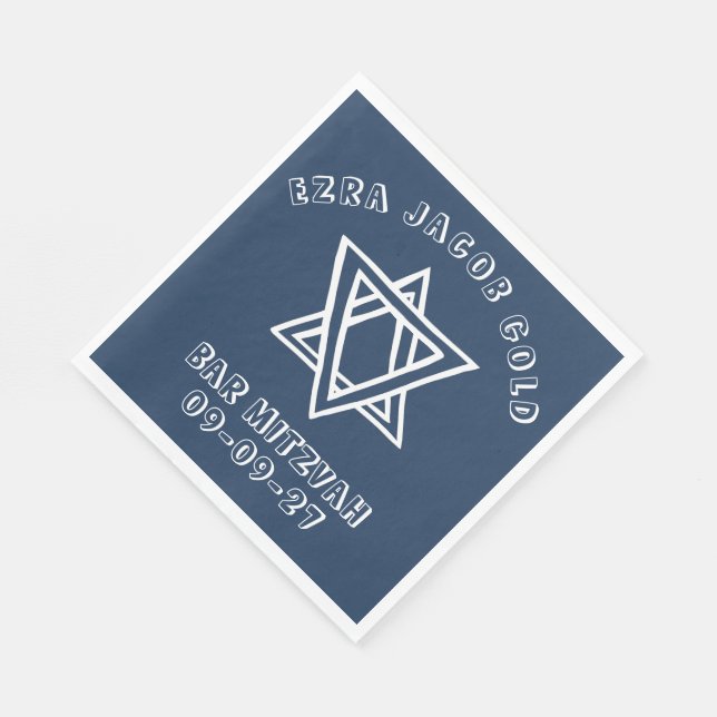 Serviette En Papier LETTRES DE DÉTAIL STAR DU Bat mitzvah DAVID Custom (Coin)