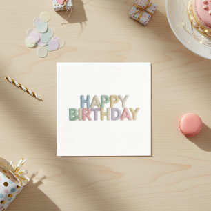 Serviette En Papier Lettres en feutre pastel Joyeux Anniversaire