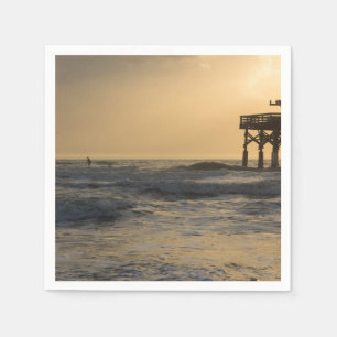 Serviette En Papier Lever du soleil et planche à voile