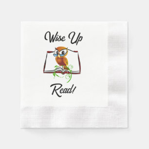 Serviette En Papier Levez-vous et lisez le livre Owl Funny Kids Cartoo