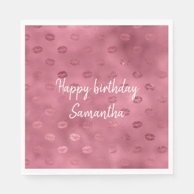 Serviette En Papier Lèvres rose Glitzy (Devant)