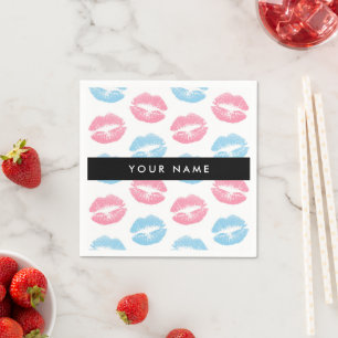 Serviette En Papier Lèvres Roses, Lèvres Bleues, Baiser, Votre Nom, Pe