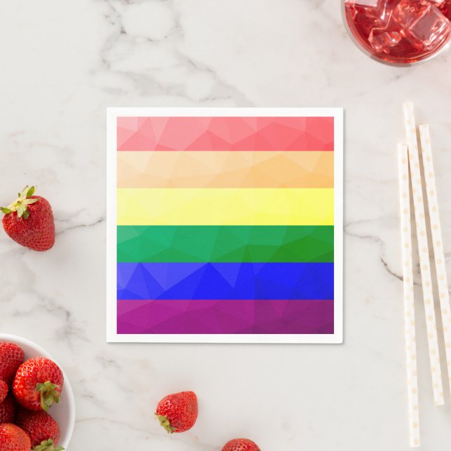 Serviette En Papier LGBT drapeau arc-en-ciel lignes motif de maillage  (En situation)