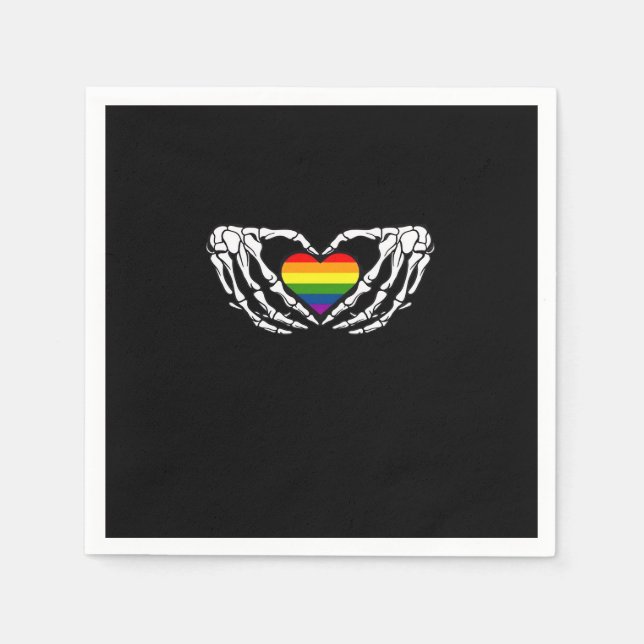 Serviette En Papier Lgbt Pride Squelette Halloween Goth Heart Classic (Devant)