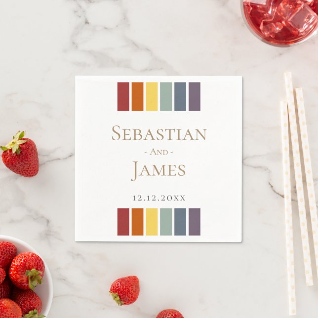 Serviette En Papier LGBTQ Rainbow Gay Mariage élégant (En situation)