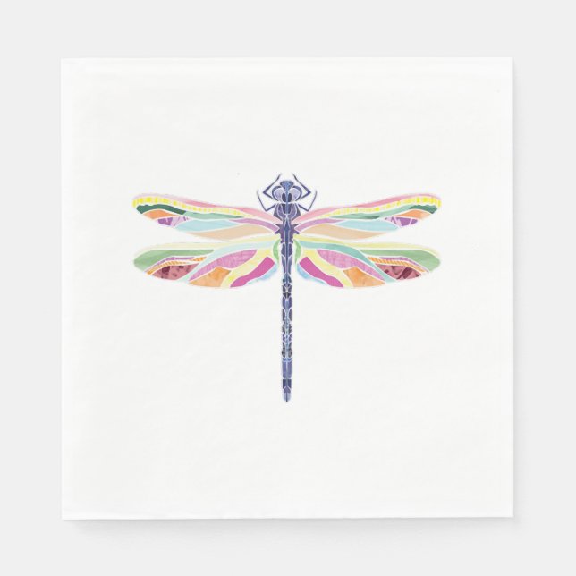 Serviette En Papier libellule colorée (Devant)