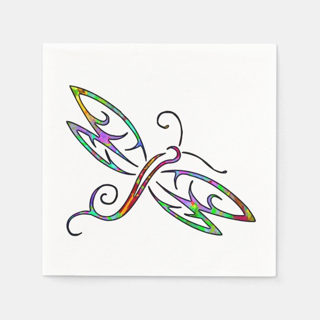 Serviette En Papier Libellule colorée (Devant)