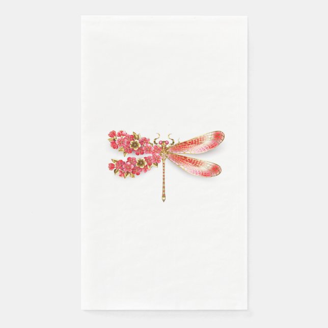 Serviette En Papier libellule de fleurs avec sakura de bijoux (Devant)