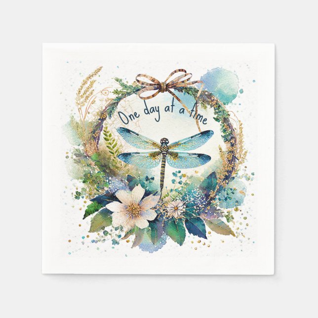 Serviette En Papier libellule florale Un jour à la fois (Devant)