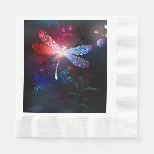 Serviette En Papier libellule rouge brillante (Devant)