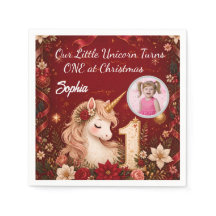 Licorne cramoisie florale 1er anniversaire Noël 