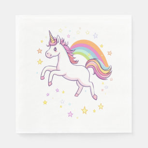 Serviette En Papier Licorne étoile arc-en-ciel (1)
