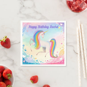 Serviette En Papier Licorne Fantastique Colorée