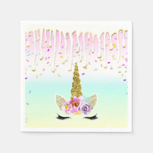 Serviette En Papier Licorne Pastel Arc-en-ciel Glaçage Goutte Annivers