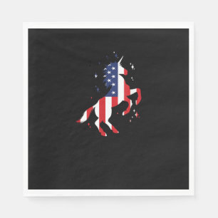 Serviette En Papier Licorne patriotique du 4 juillet drapeau USA pour