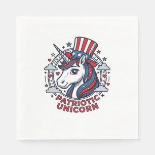 Serviette En Papier Licorne Patriotique Gravure Vintage Graphique_1