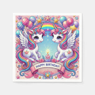Serviette En Papier Licornes Royales Arc-en-Ciel
